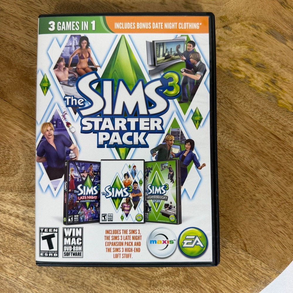 The Sims 3 Starter Pack PC Mac 3 Games in 1 Late Night High-End Loft Stuff DVD